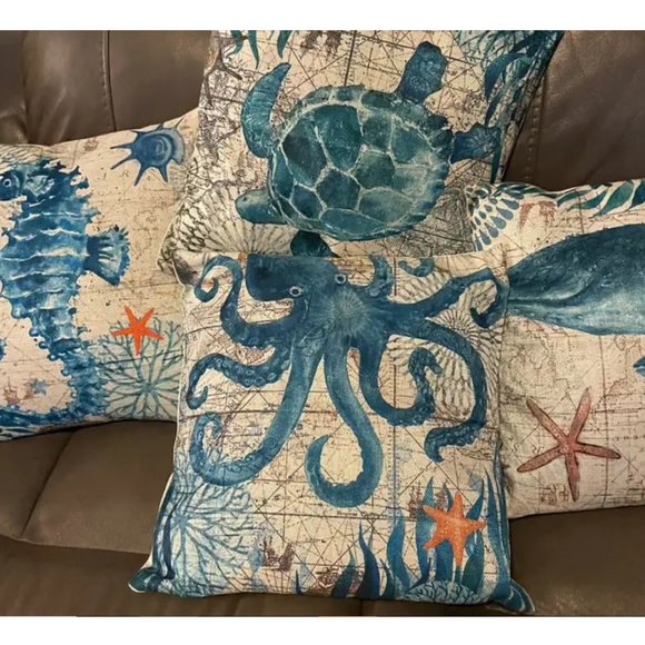 Decorative Throw Pillow Cover Case Beach Decor Nautical Coastal Cottage Accent - Picture 4 of 10